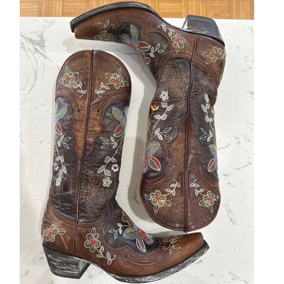 Old Gringo Women's Bonnie Embroidered Floral Choc/Brass Cowboy Boot,NIB,Size 6.5 - Picture 1 of 9